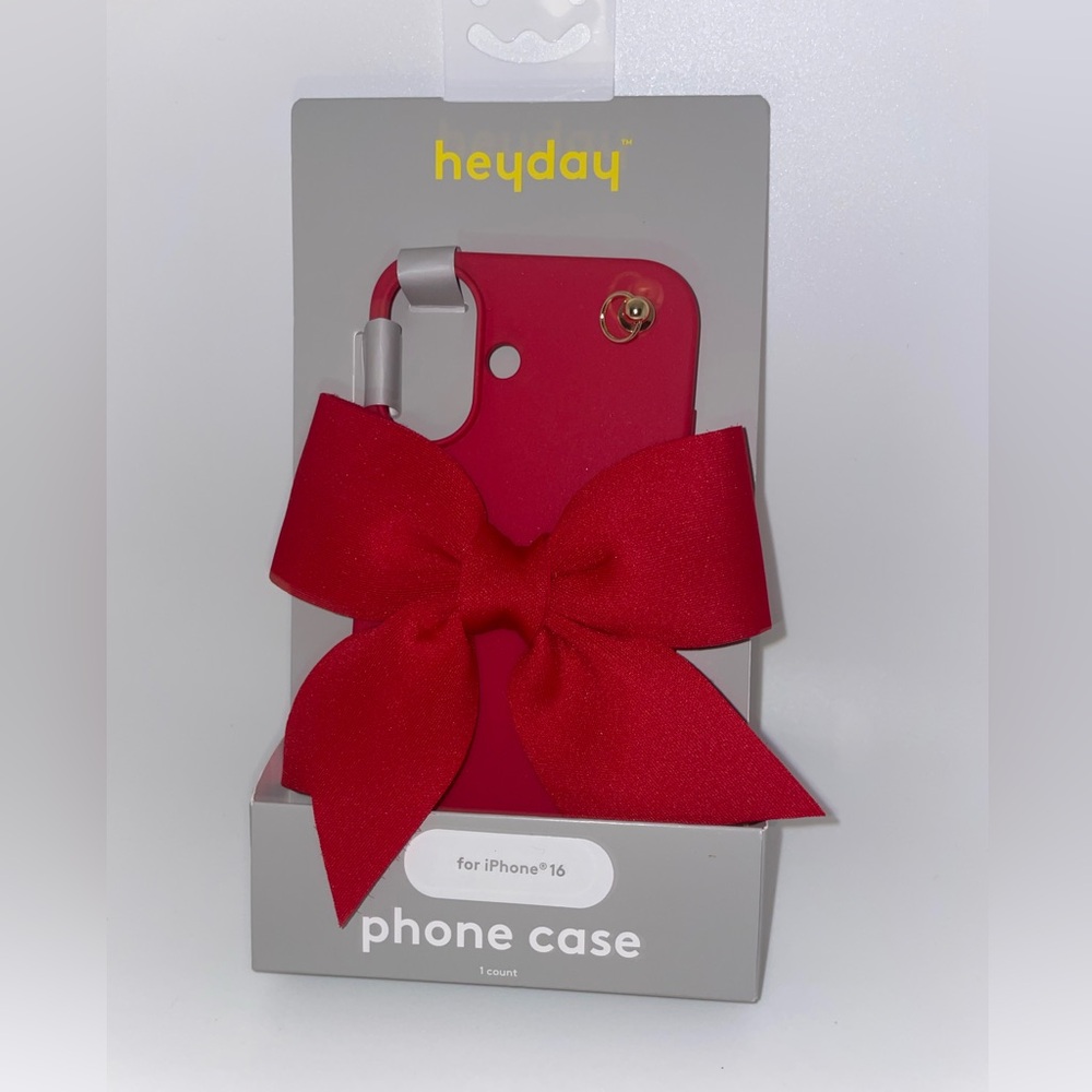 Heyday Red Phone Case for iPhone 16 New In Package Cute Bow Tech Accessories